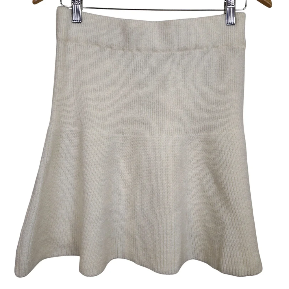Mable Skirt Womens Large Cream Rib Knit Flare Soft Stretch Fall Preppy - Picture 4 of 13